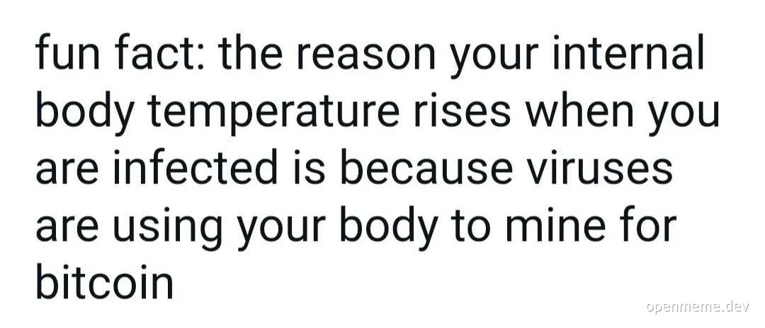 fun fact text about viruses mining bitcoin