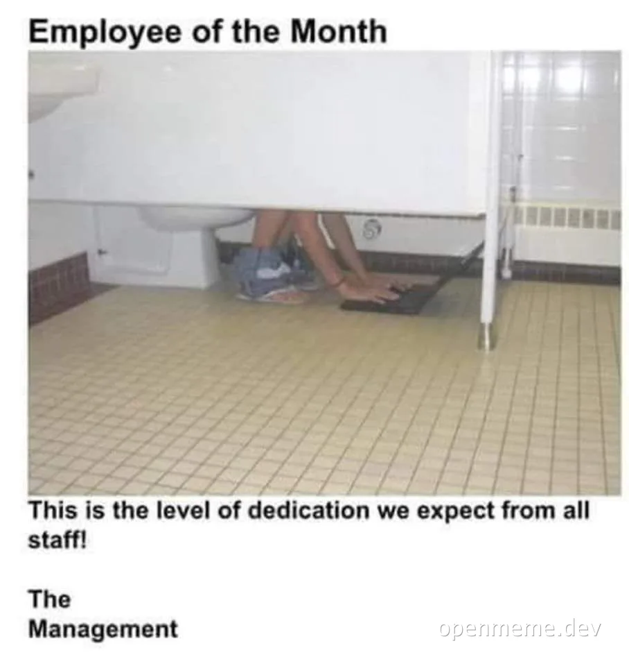 Employee of the Month award for person crawling under toilet