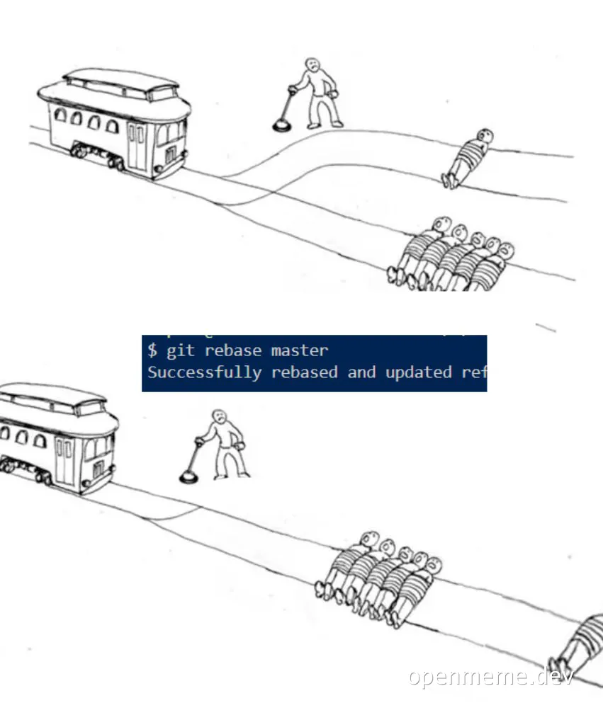 git rebase master successfully rebased and updated reference trolley problem