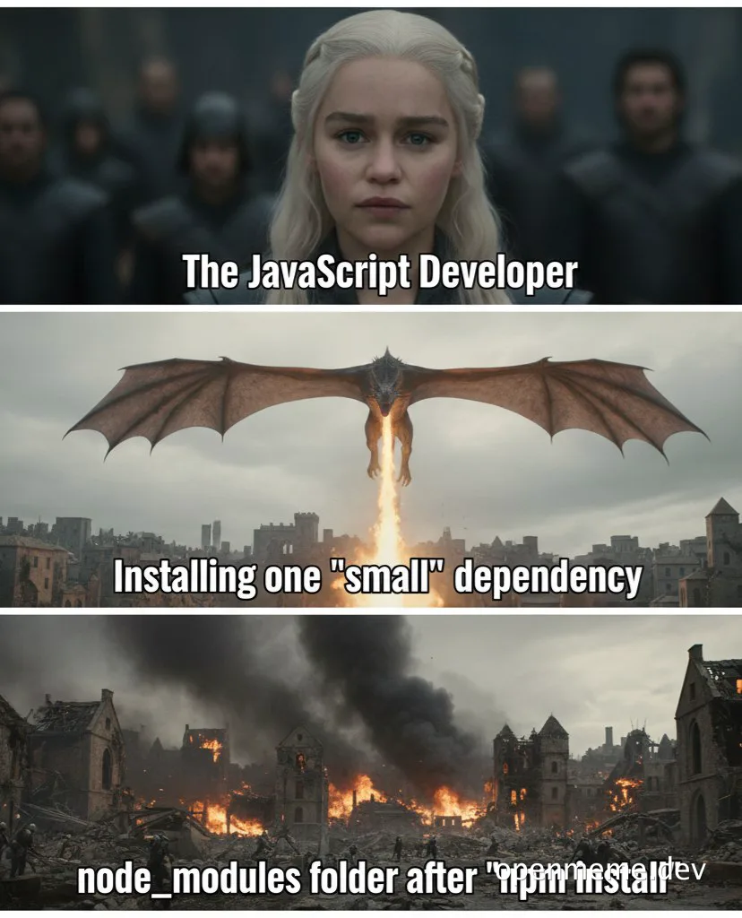 Daenerys Targaryen reacts to installing a JavaScript dependency