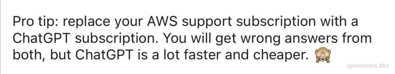 ChatGPT replaces AWS support subscription meme