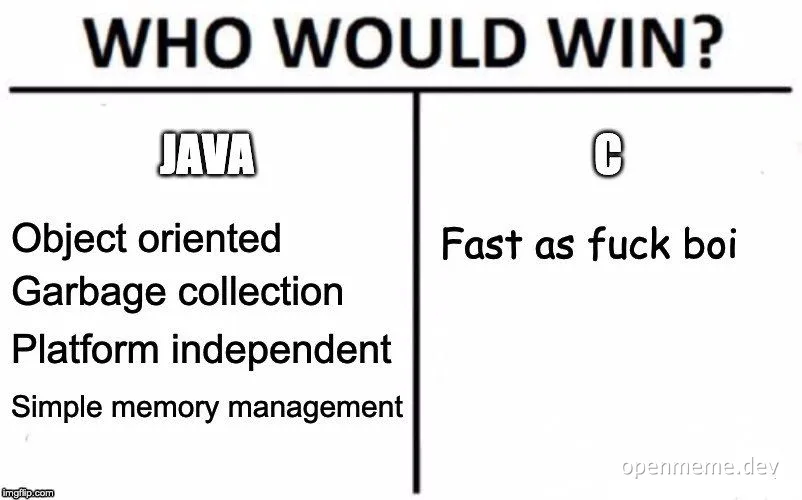 who would win java vs c programming language meme